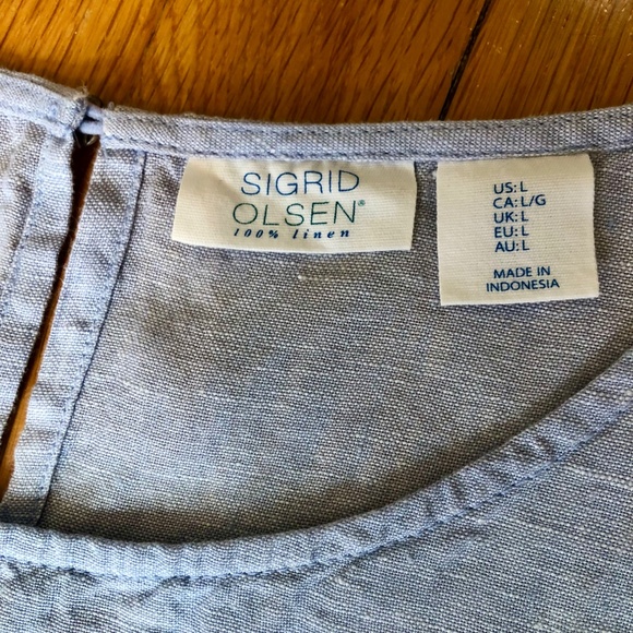 Sleeveless Linen A-Line Dress, Chambray Blue, with Pockets - Picture 9 of 16